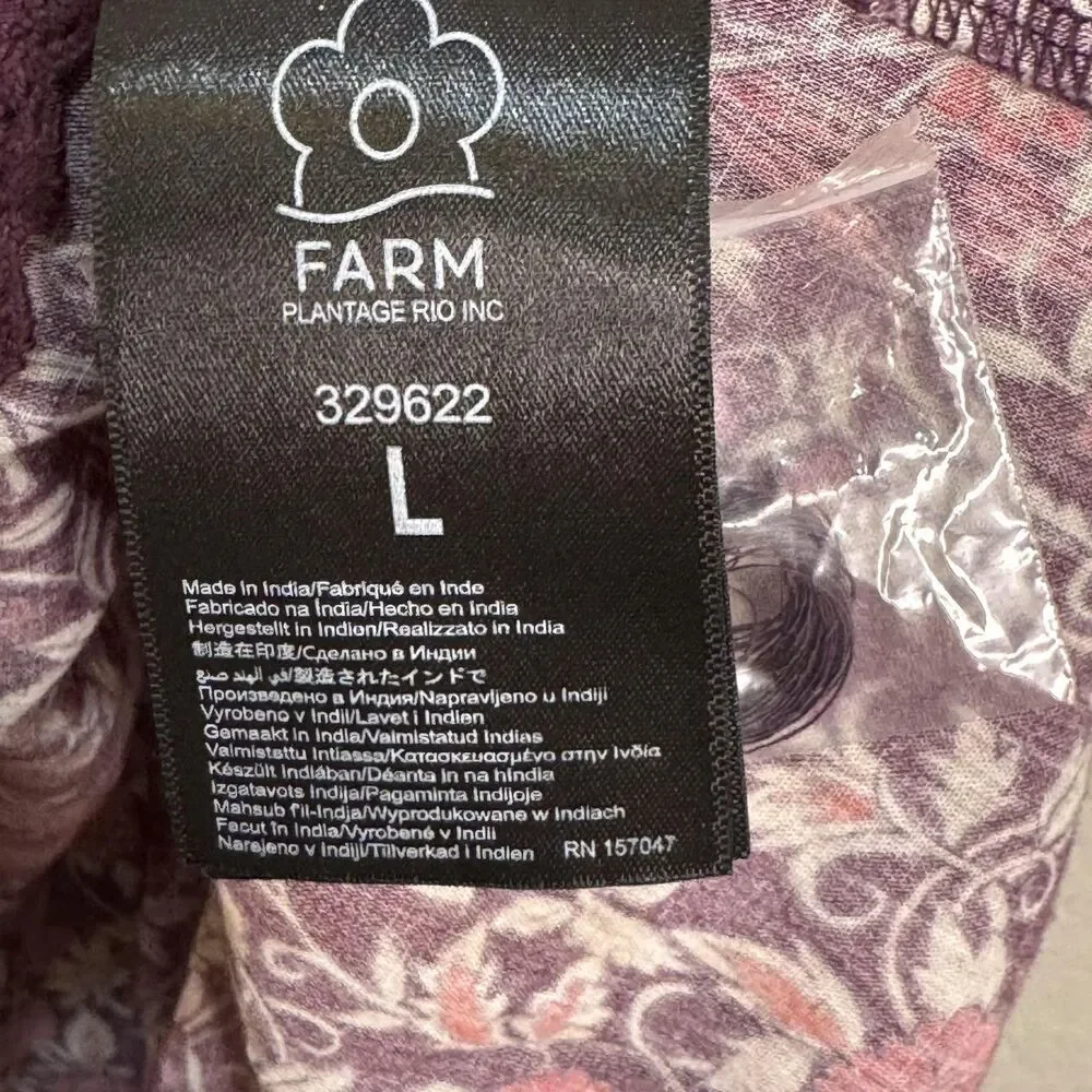 Farm Rio Chelsea Garden Blouse Large Purple Floral Ruffle Boho - Picture 7 of 10